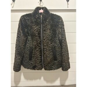 Women's Faux fur Jacket XXS Animal Print New(WOT) Evening Wear Old Money Luxe